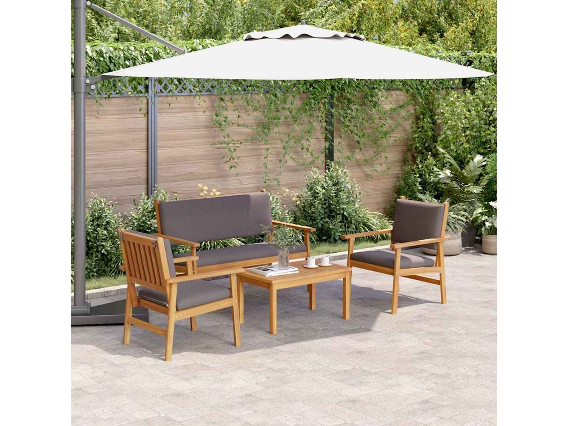 Vidaxl Conjunto De Sofá De Jardim 4 Unid. 4-número De Lugares Castanho
