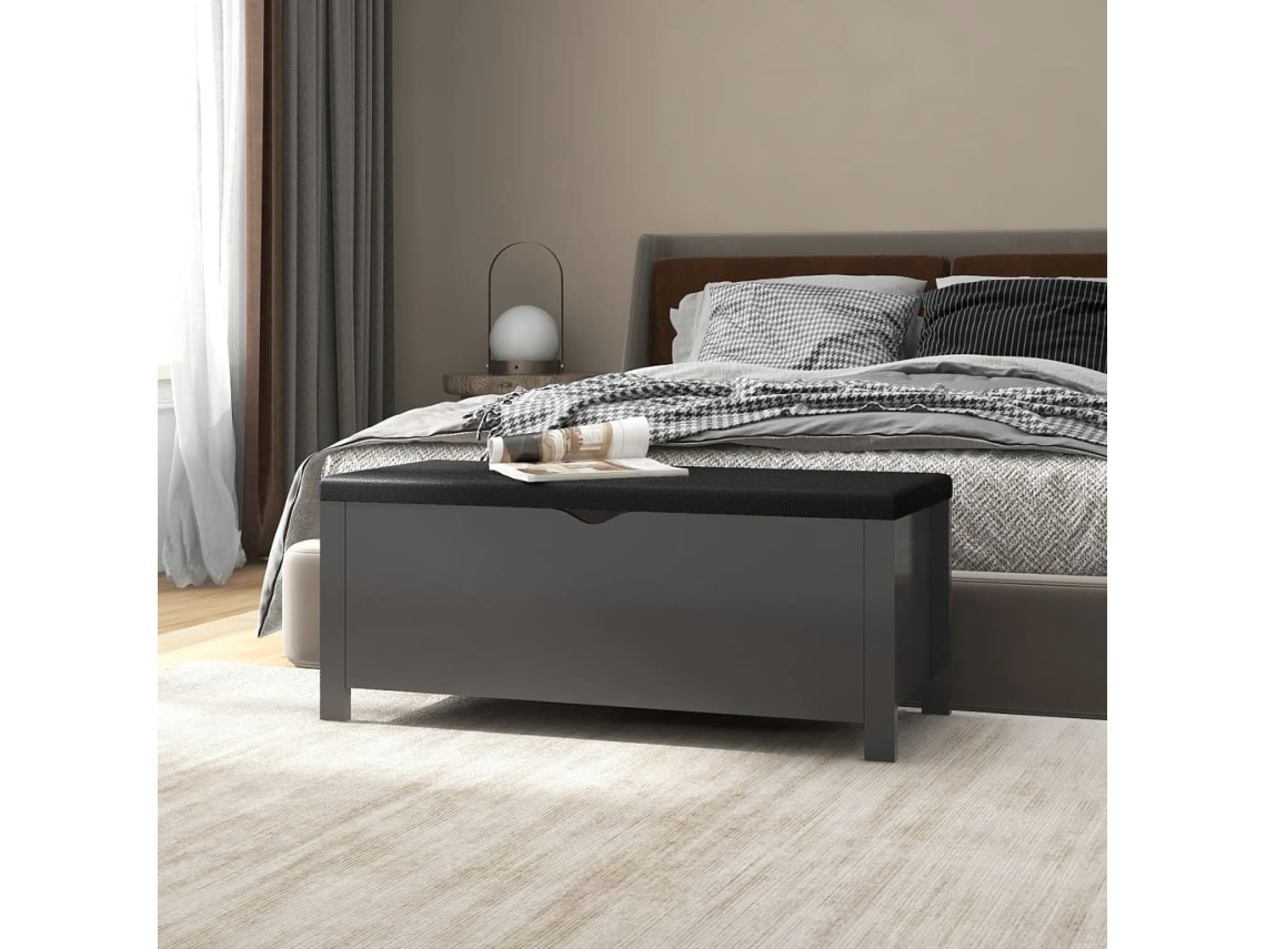 Vidaxl Caixa Arrumação C/ Almofadão Contraplacado 105x40x45 Cm Cinza