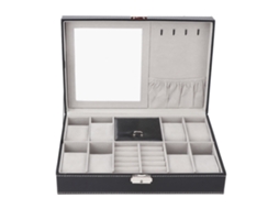 Caja De Relojes Com 8 Compartimentos Com Espelho Para Joias E Armazenamento