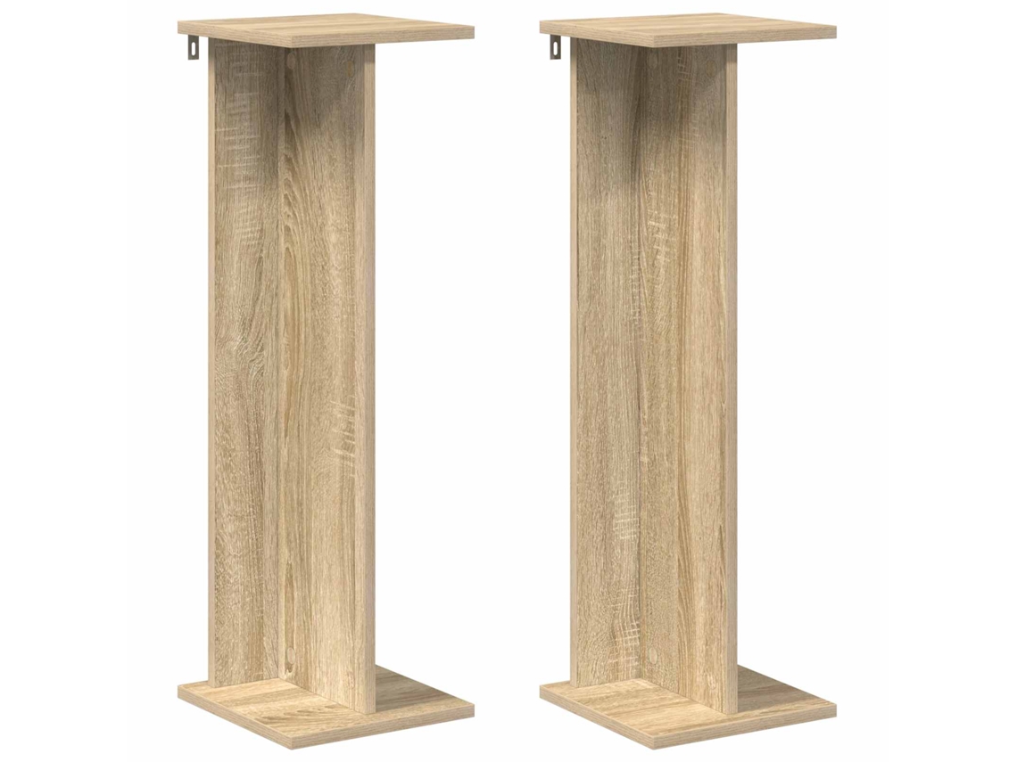 Conjunto 2 Suporte Para Plantas De Interior Vidaxl Castanho Derivados De Madeira (25 X 25,5 X 80,5 Cm)