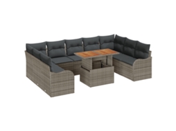 Conjunto 10 Conjunto De Móveis De Jardim Vidaxl Cinzento Vime Pe (100 X 55 X 73 Cm)
