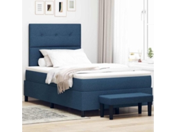 Vidaxl Cama Box Com Cabeceira Azul 120 X 190 Cm Tecido