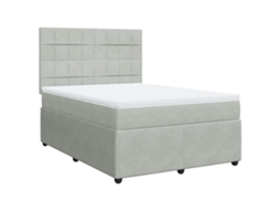 Cama com Molas e Colchão Veludo Cinzento Claro MAISON EXCLUSIVE (140x190 cm)