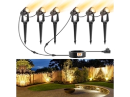 Conjunto de 6 Projetores Led para Exterior com Interruptor, Branco Quente 3000k AQUAFORGE