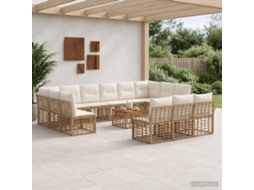 Vidaxl Conjunto De Sofás Para Exterior 14 Unid. Natural E Branco Creme