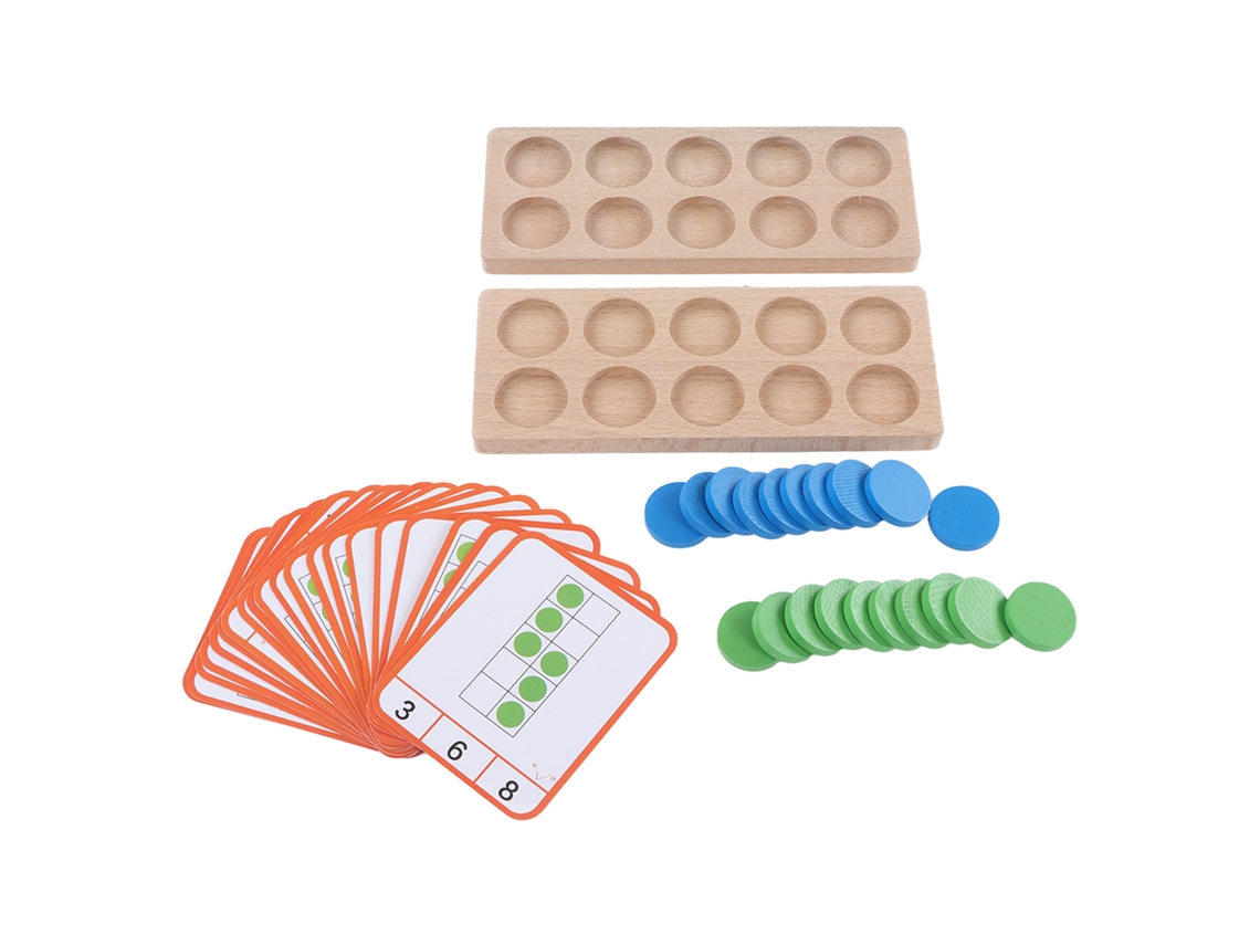 Primerox brinquedo Educativo Matemático Quadro de Dez com Blocos de Madeira para Crianças