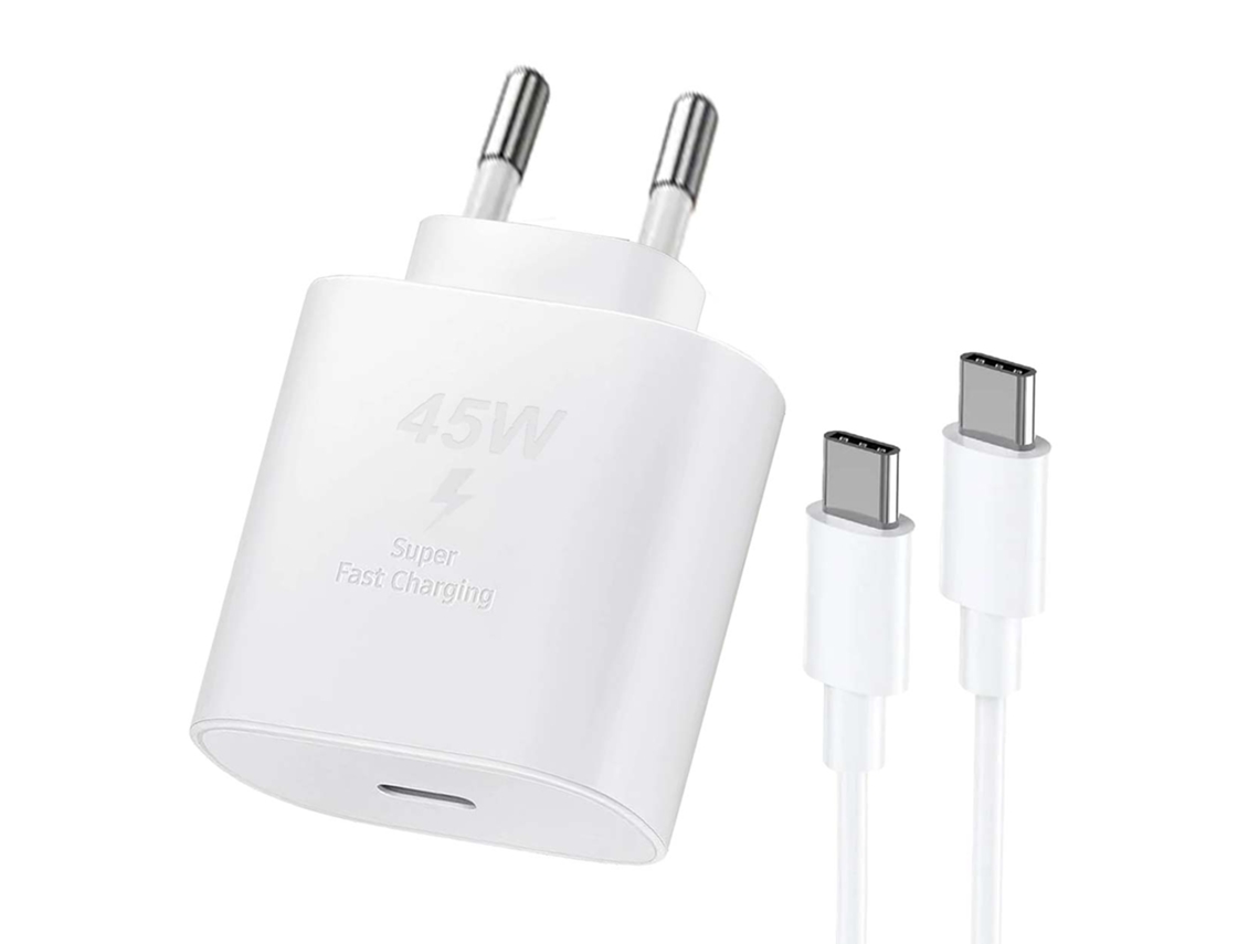Carregador Rápido Gan Usb-c De 45 W Com Cabo De 1 M Para Samsung, Iphone, Ipad E Android Branco