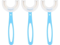 Conjunto de 3 Escovas Dentes em Formato U para Crianças 6 a 12 Anos, com Cabeça Silicone Macio, Limpeza Ma Nual Dos GOKOCO (azul)