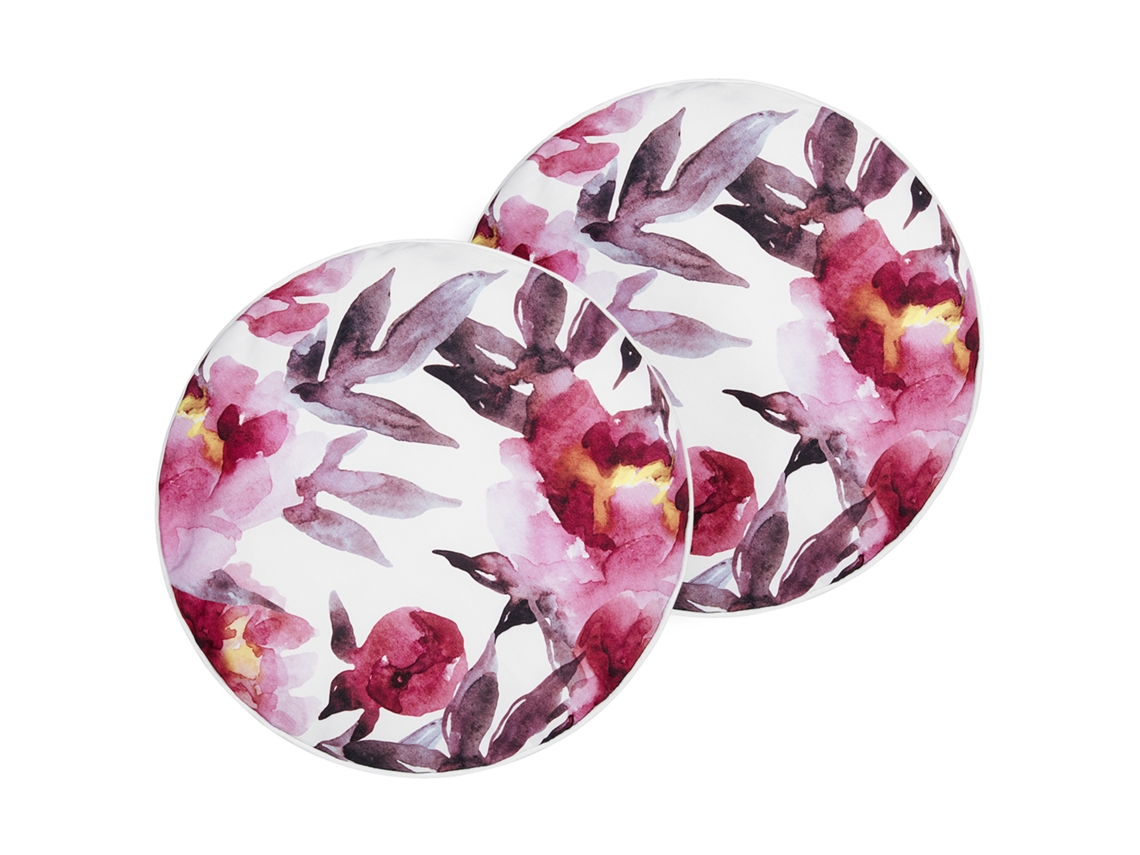 Conjunto De 2 Almofadas De Exterior Beliani Lanrosso De Poliéster Rosa 40x40x10
