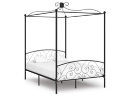 Vidaxl Estrutura De Cama Com Dossel 120x200 Cm Metal Preto