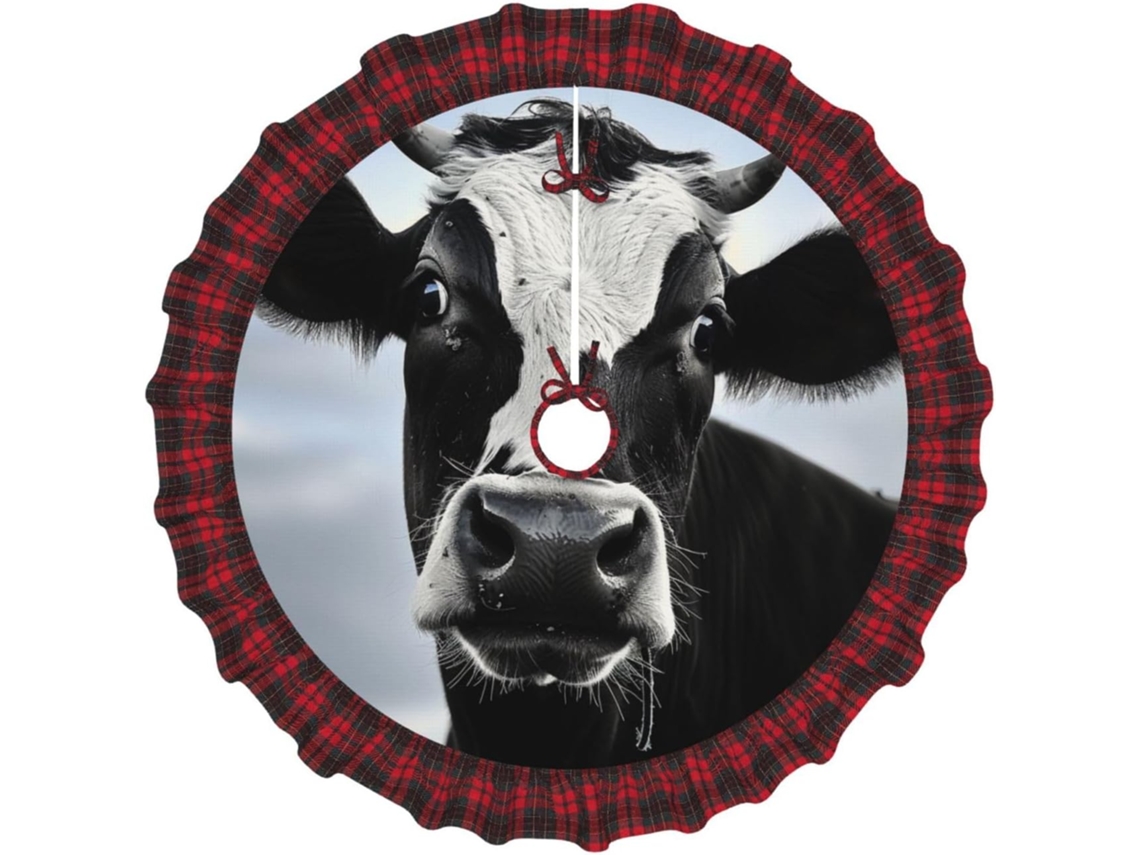 Saia Para Árvore De Natal Com Divertida Cabeça De Vaca- Preto E