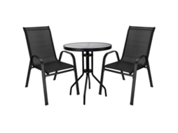 Móveis De Metal De Baixo Custo, Perfeitos Para 2 Pessoas. Inclui Uma Mesa De Café E 2 Cadeiras. Tudo Em Cor Preta.