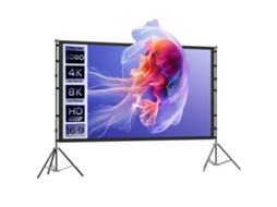 Tela para Projetor 100" 16:9 HD 4k/8k com ângulo de visão 160° dupla face com tripé dobrável branco BTFORUS