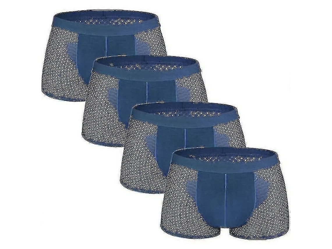 Boxers de Malha para Homem com Fibra de Bambu e Seda de Gelo Incolor Diário, Festa, Casamento, Aniversário 4blue