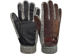 Luvas De Couro Marrom Masculinas Para O Inverno, Grossas, Quentes, Forradas Com Lã, À Prova De Vento Aquaforge
