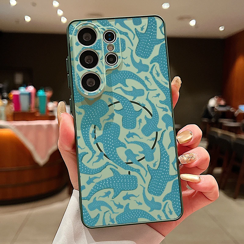 Capa Magnética Para Celular Galaxy S26 Com Estampa De Lagosta E Concha (verde).