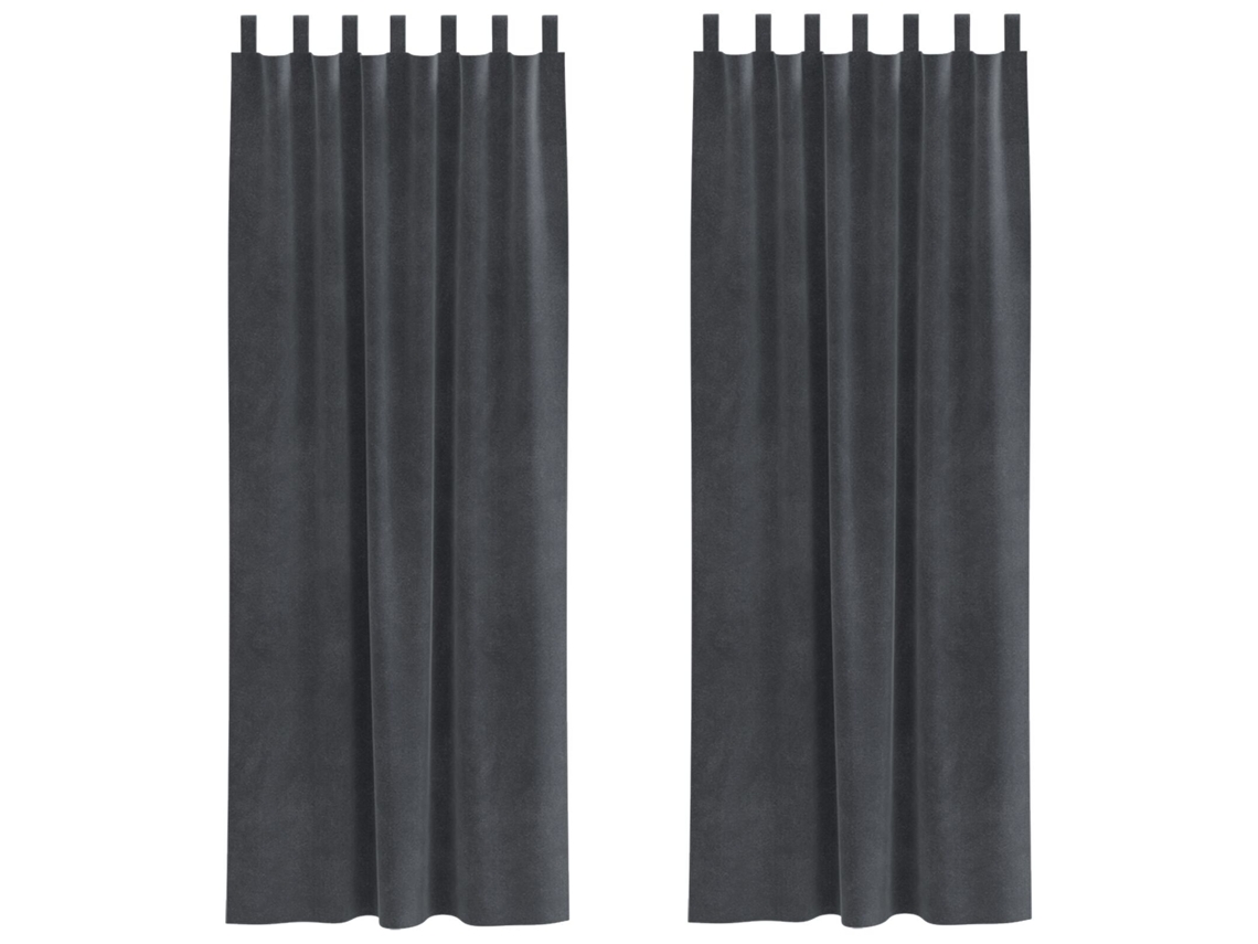 Conjunto 2 Cortinas Opacas Vidaxl Cinzento-claro Veludo (140 X 245 Cm)