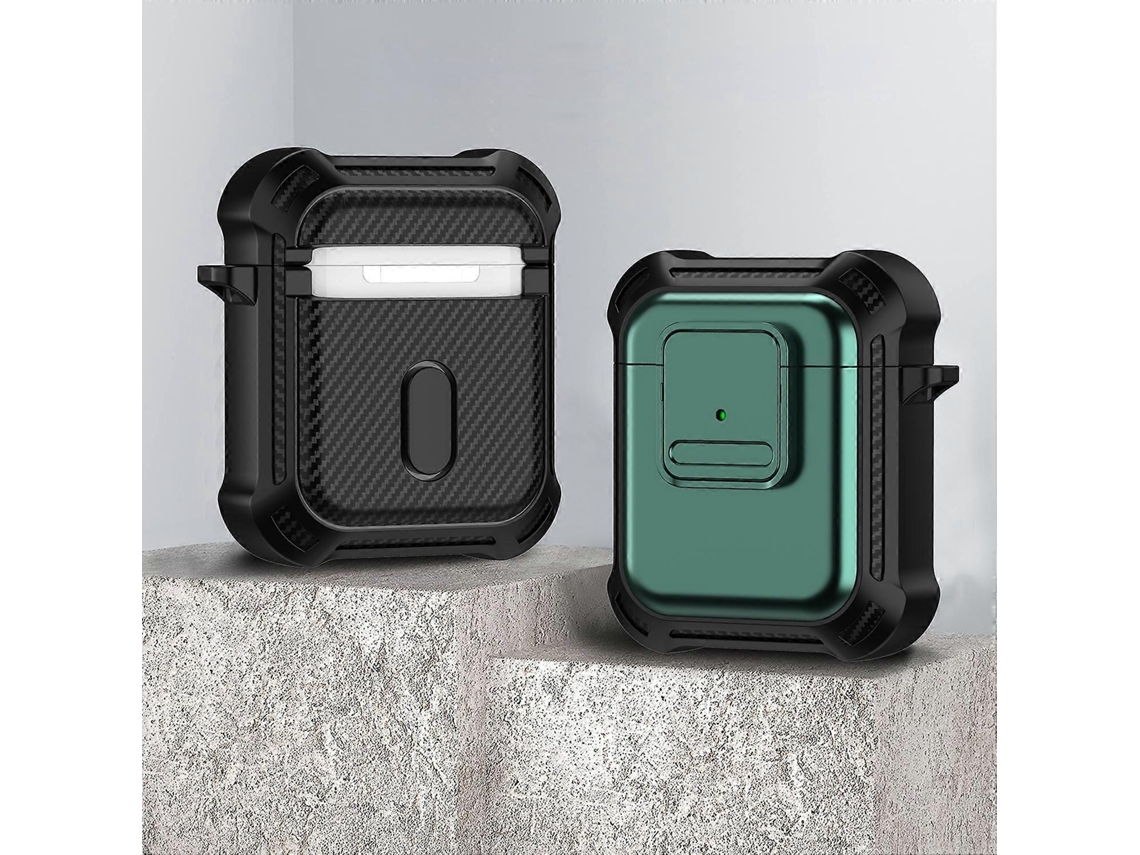 Camada protetora para fones de ouvido AirPods de 1/2 polegada em TPU + PC - à prova de choque com interruptor. GIECY