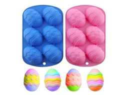 2026 molde de Silicona para Chocolate Huevos de Pascua 6 Cavidades Antiadherente para Dulces Helados Pasteles Decoración Azul