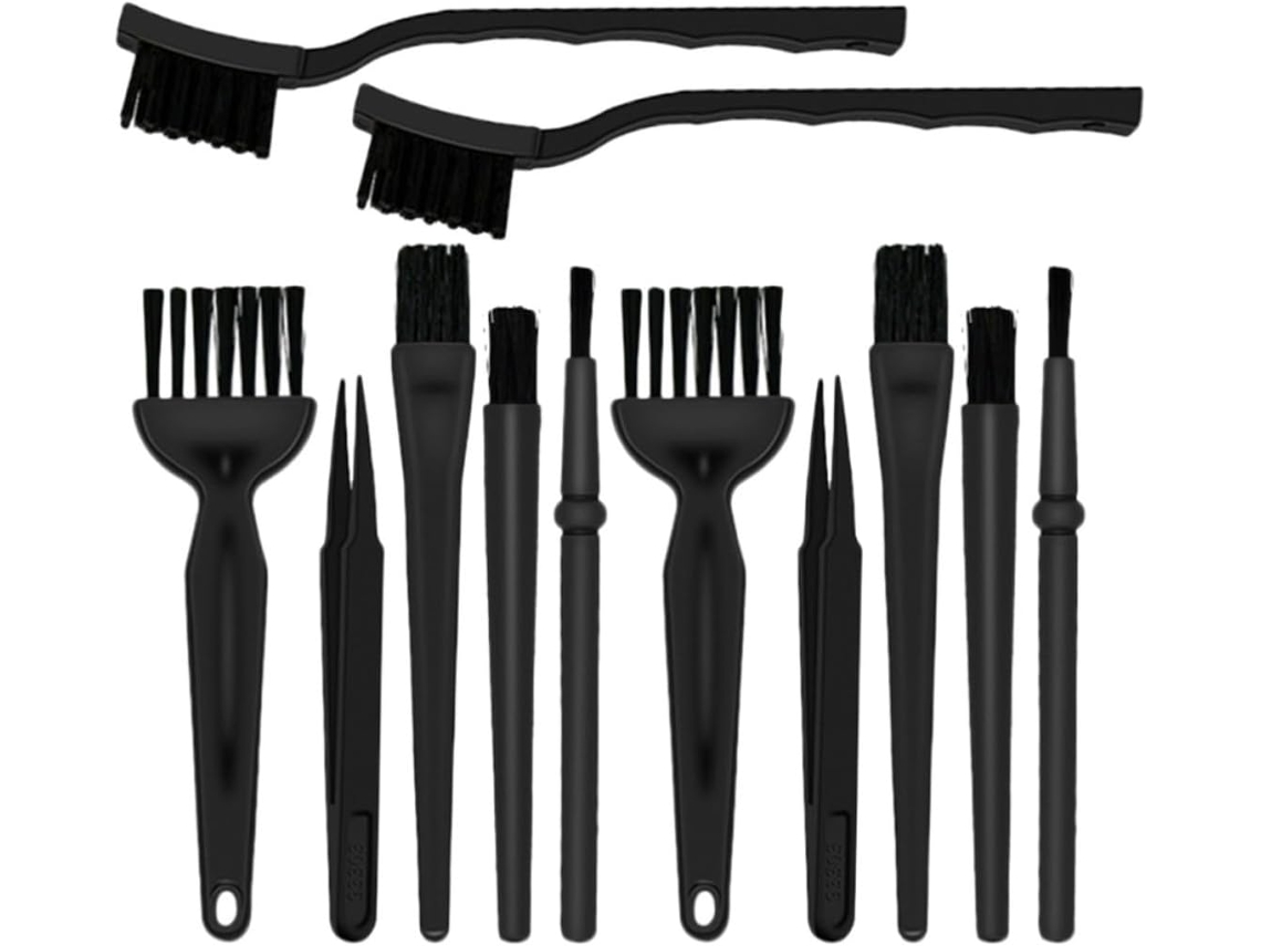 Kit De Limpeza Teclados Hemoton, Material Pa E Pp, 12 Escovas Antiestáticas Pretas Com Cerdas Macias Para Manutenção Em