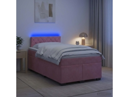Vidaxl Cama Box Spring Com Colchão E Led Rosa 120 X 200 Cm Veludo