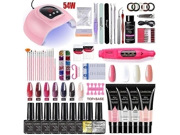 Acrylic Nail Kit For Extension Gel Polish Set Poly Uv With Led Lamp Tool 7 GOKOCO