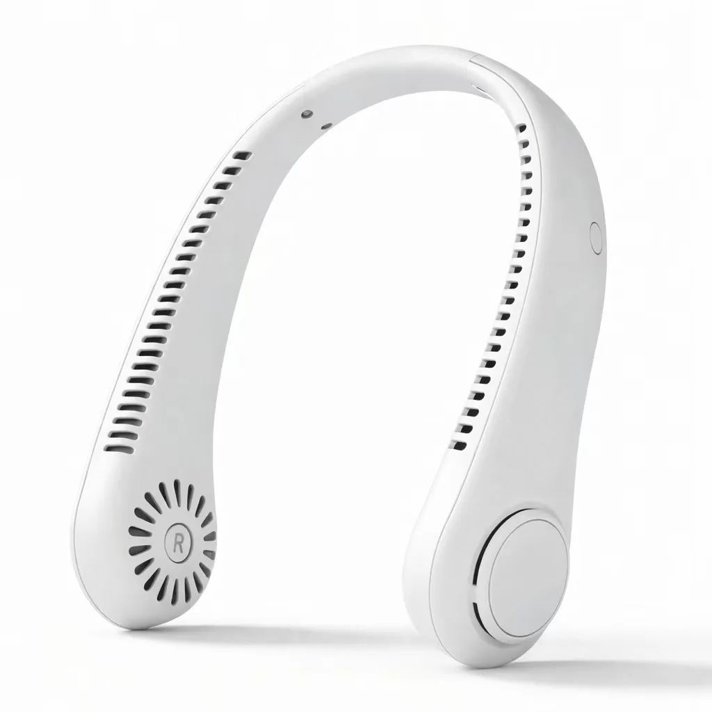 (branco 1800mah) Ventilador De Pescoço Portátil Recarregável Via Usb, Sem Hélices, Ventilador De Resfriamento Para Uso Vestível