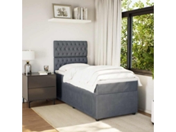 Cama Com Molas/colchão 80x200 Cm Veludo Cinza-escuro