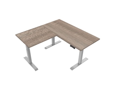 Mesas Elevatórias EUROSEATS Ajustável Electricamente Carvalho Robson Estrutura de Canto Sit-Stand Cinza