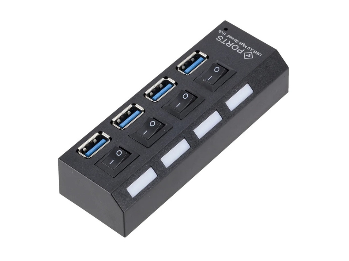 Estação de Ancoragem YIZHOOD Hub Usb 3.0 Use O Adaptador de Energia Expansor Múltiplo de 4 Portas com Switch para Pc Preto