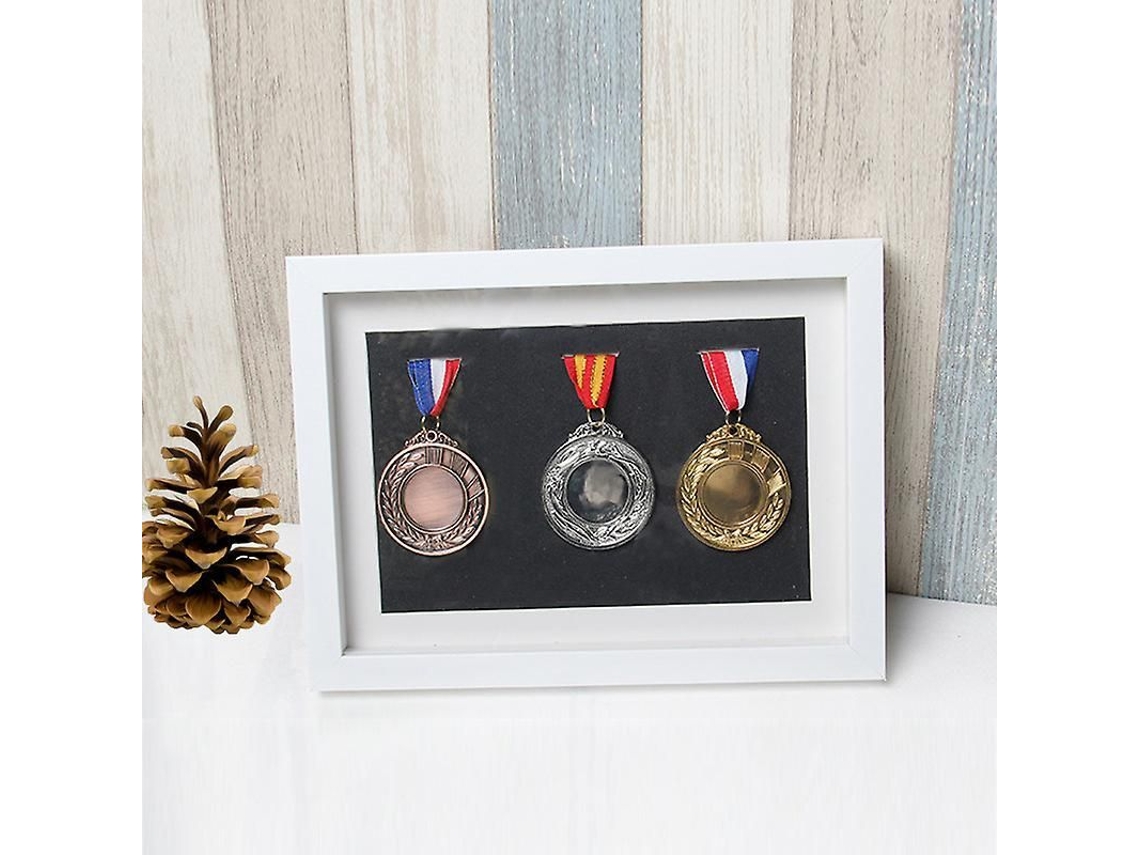Estojo Para Medalhas Quadro De Fotos Com Mesa Giratória Estéreo Espessado De Qualidade Premium 12,7 X 17,8 Cm Branco