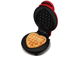 Mini waflera SFUSHOS para uso doméstico, forma de corazón rojo, estándar europeo
