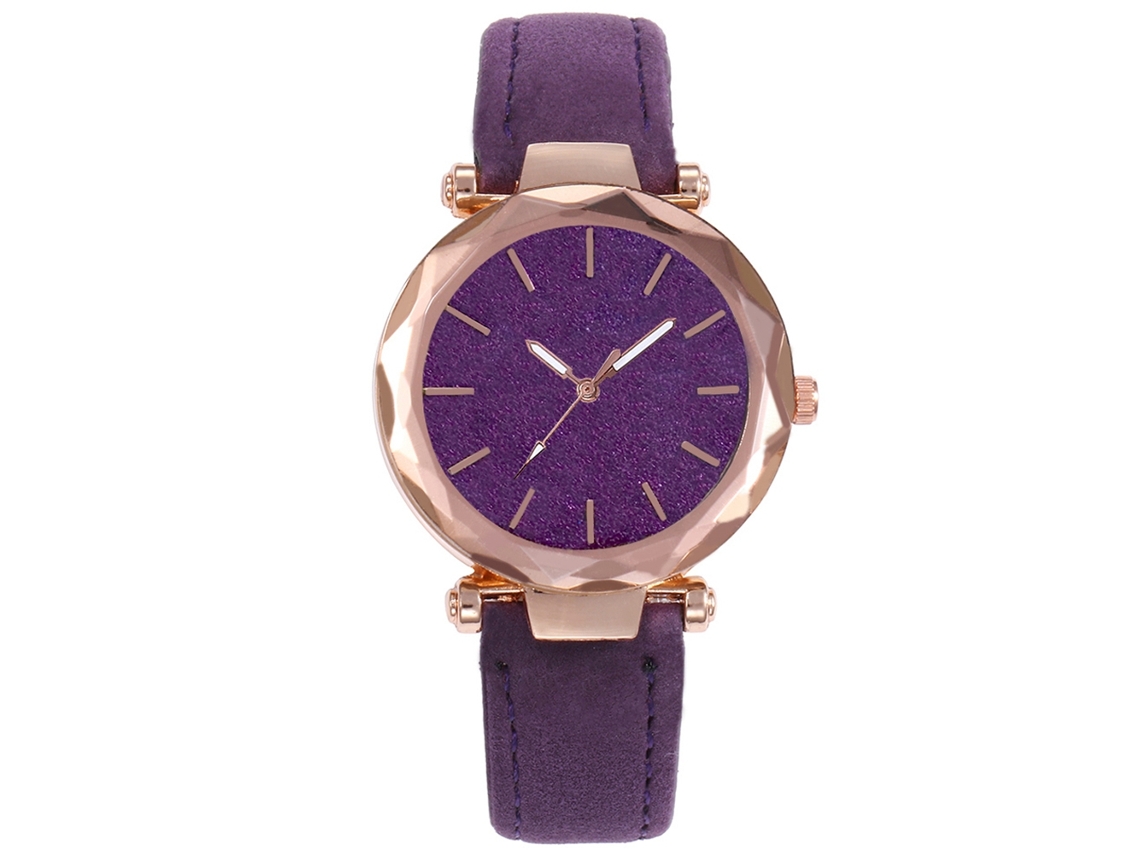 Relógio de Pulso Feminino Vansvar de Couro Pu com Textura Mate e Movimento de Quartzo Roxo