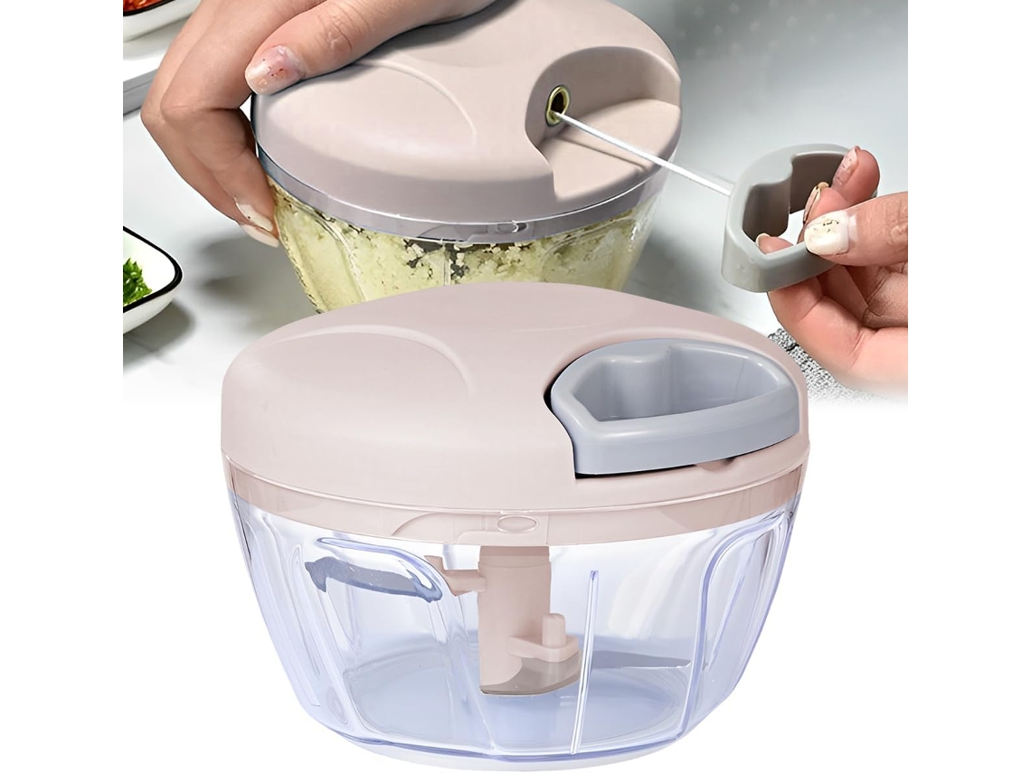 Picador De Alimentos Manual, Auxiliar De Cozinha Com Função De Puxar Fatiador Para Legumes, Carnes, Frutas, Nozes, Alho, Cebolas E Pimentões(rosa)