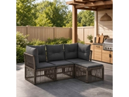 Vidaxl Conjunto De Sofá De Jardim 4 Unid. Cinzento Vime Pe