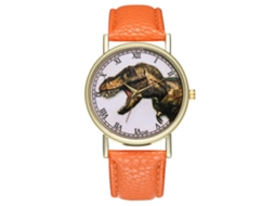 Reloj De Cuarzo Elegante Con Patrón De Dinosaurio Unisex Casual (naranja)
