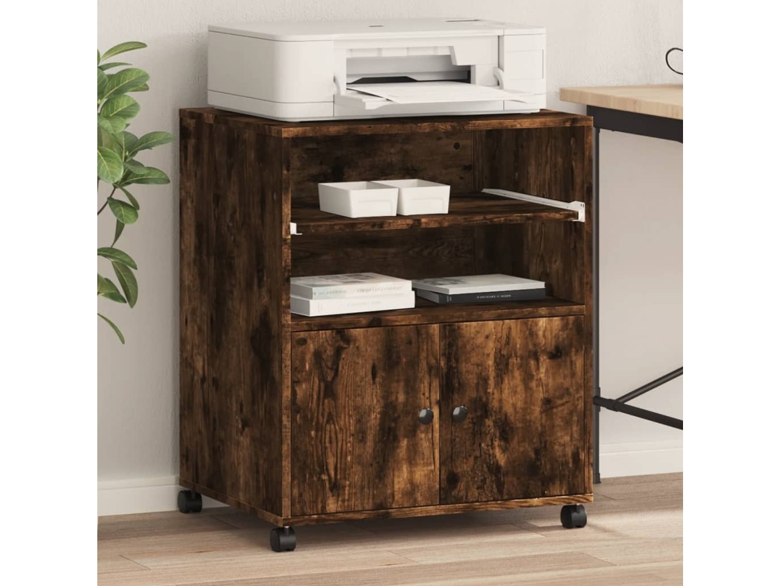 Vidaxl Suporte Para Impressora Com Rodas 60x48x74 Cm Carvalho Fumado