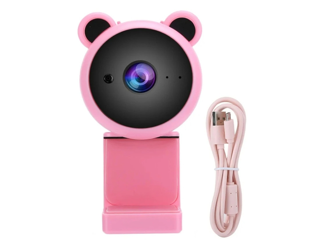 Webcam Bestvite M62 2 (1080p, HD, USB, microfone embutido), rosa