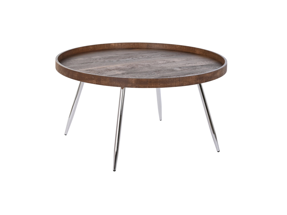 Mesa de Centro, Aço, Mdf, Marrom, 78x78x41,5cm ALEXANDRA HOUSE LIVING