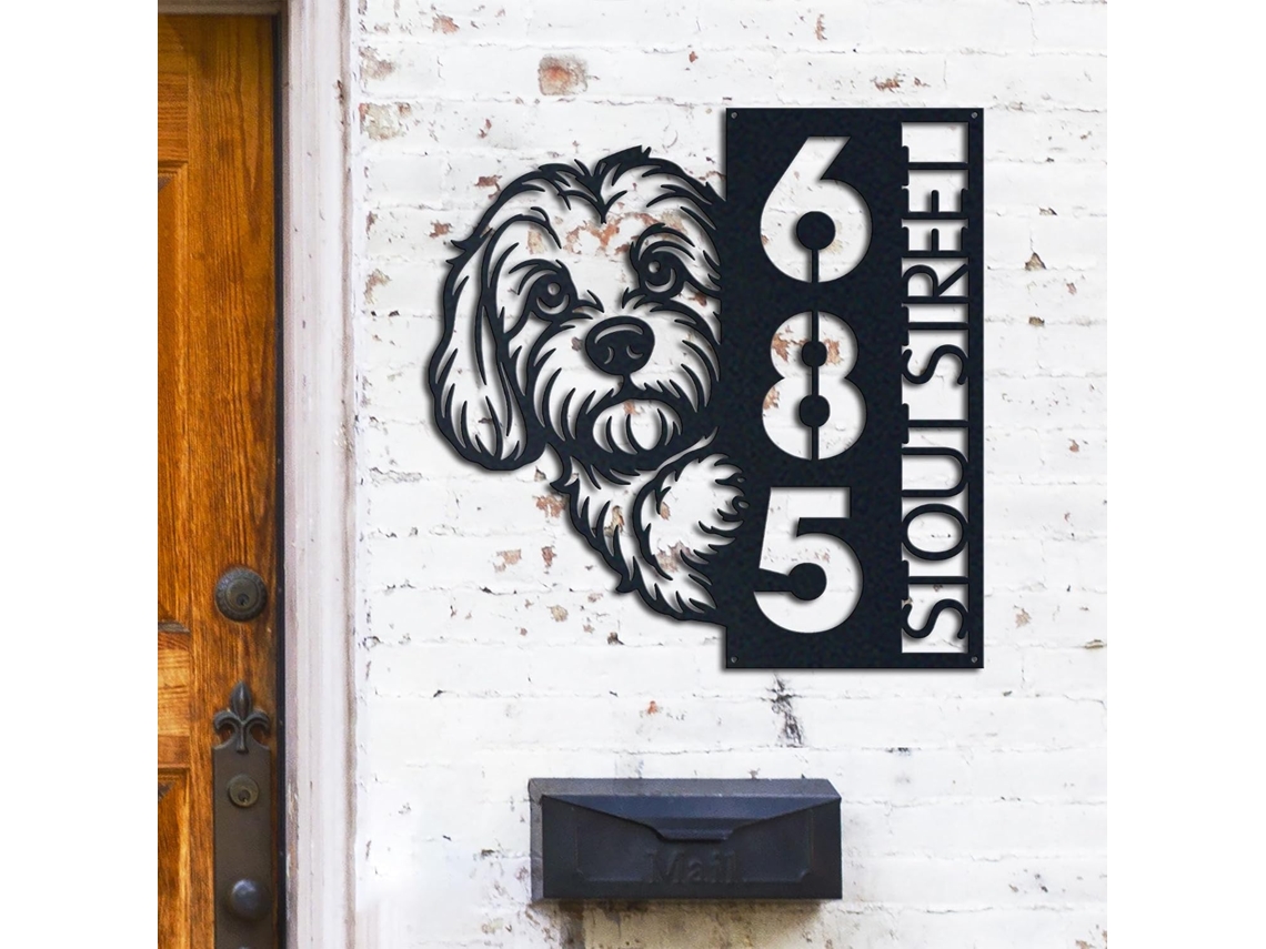 Placas Personalizadas Com O Nome Do Seu Cão Cavapoo Decorar Casas, Varandas E Jardins Placas De Metal Decorativas