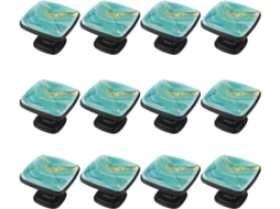 Puxadores Quadrados Para Armários De Cozinha, Puxadores Para Gavetas De Cômoda, 12 Peças, Textura Abstrata Verde E Azul