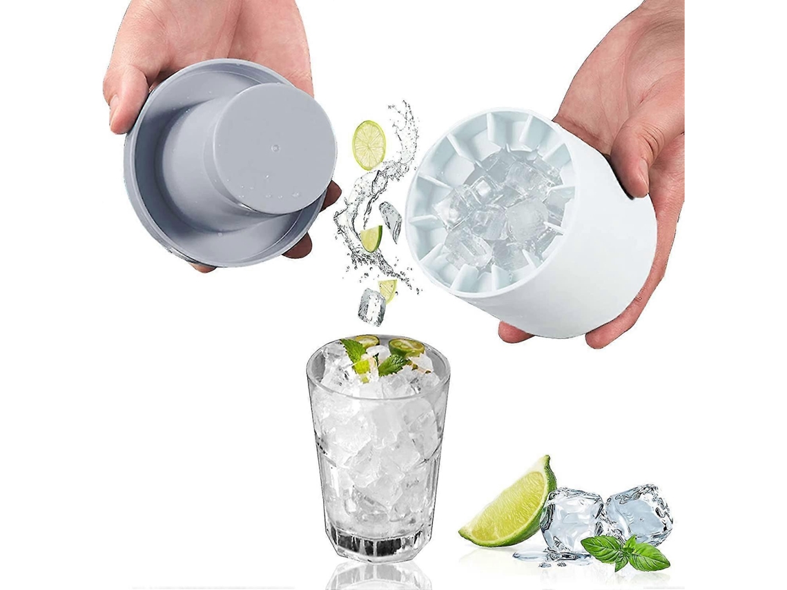 Moldes de Gelo de Silicone com Tampa, Cubos Cilíndricos Fáceis de Desmoldar, Espaço Econômico para Geladeiras, Presente Prático Blanco