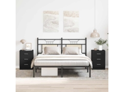 Bedside Cabinet, Bedside Cabinets Vidaxl Preto Madeira Processada (n/a)