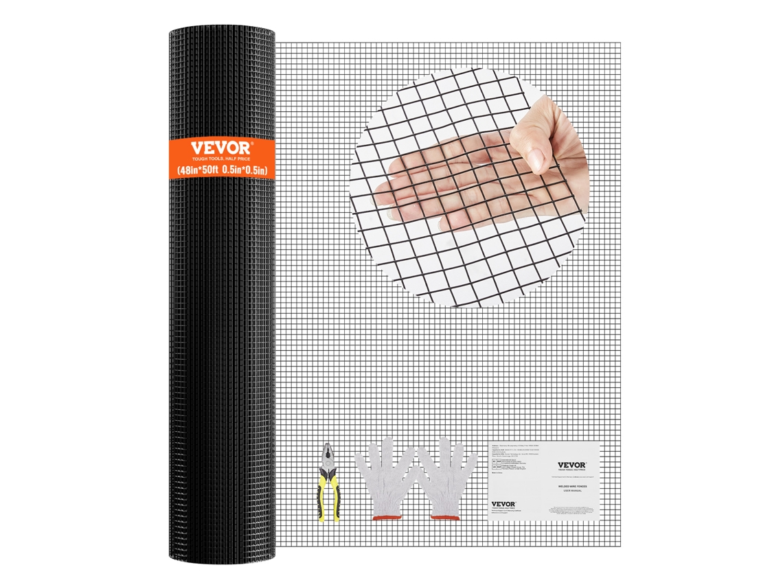 Pano de Hardware VEVOR Rolo de Malha de Arame Galvanizado de 48'' X 50' Rolo de Cerca de Arame de Frango de Calibre 19