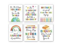 Posters De Frases Inspiradoras, Conjunto De 6 (20x25cm), Arte De Palavras Coloridas Para Crianças, Sem Moldura