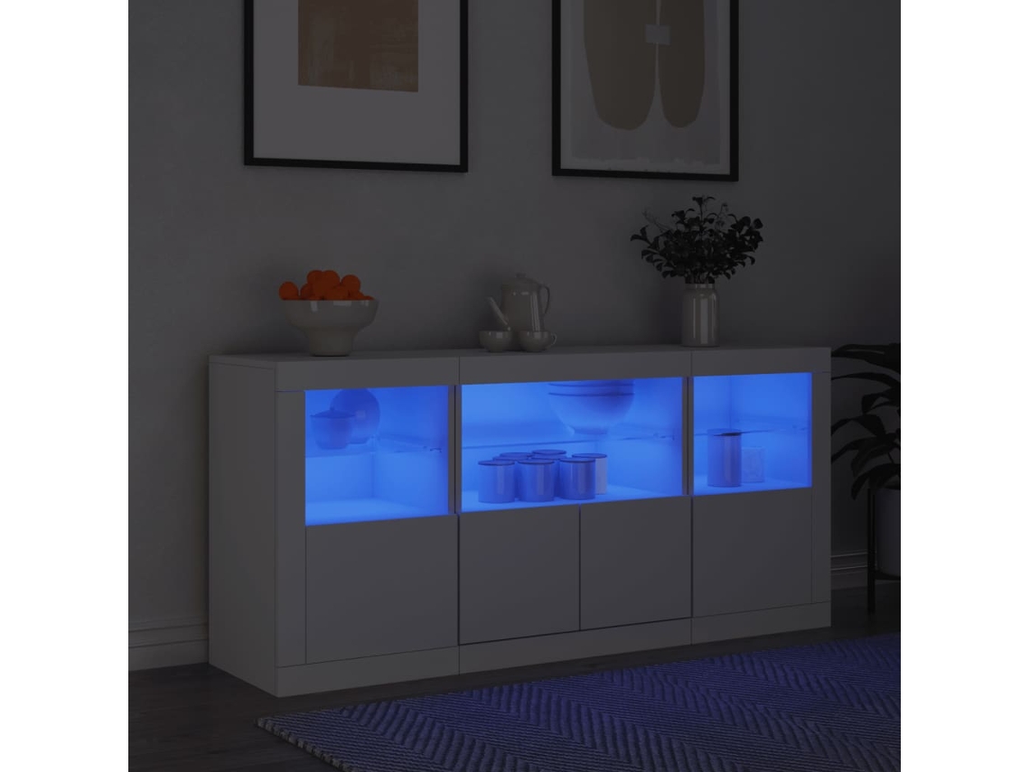 Vidaxl Aparador Com Luzes Led 142,5x37x67 Cm Branco