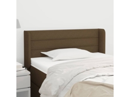 Vidaxl Cabeceira De Cama C/ Abas Tecido 93x16x78/88 Cm Castanho-escuro