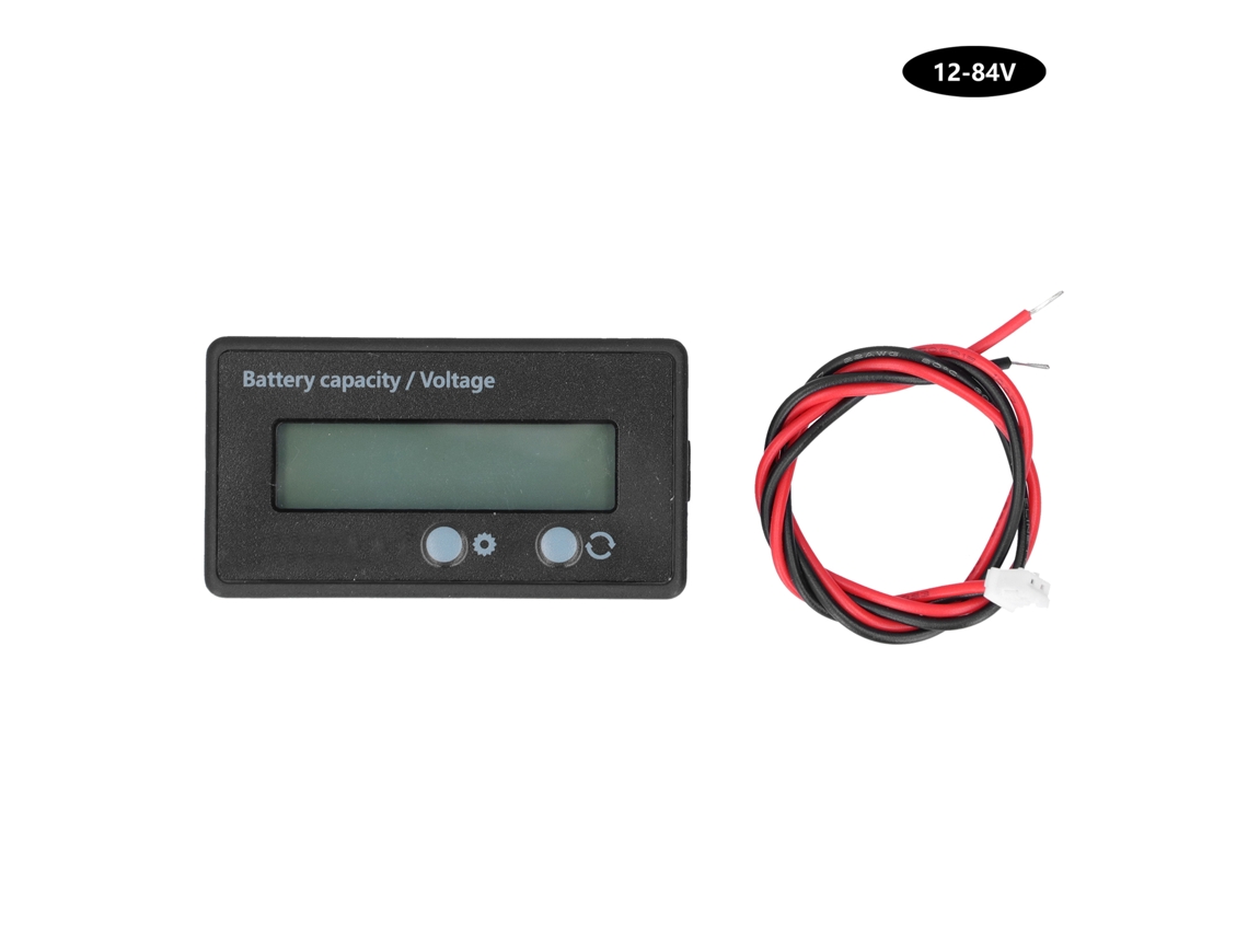 Voltímetro de Bateria Digital LCD 12 84V Tester de Capacidade e Tensão para Baterias de Lítio e Ácidas | S/MARCA