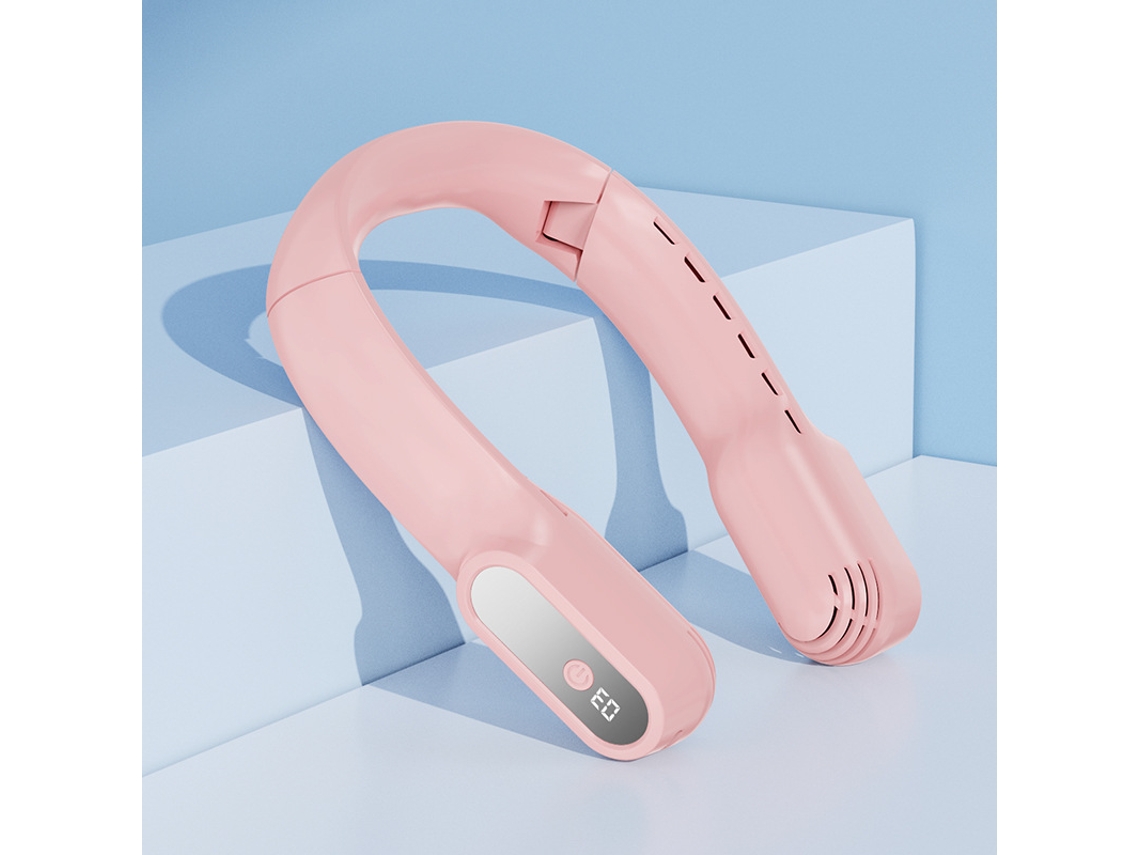 Ventilador de Pescoço 4000mah Recarregável Via Usb, 3 Velocidades Ajustáveis / Sem Hélices Dobrável MDUG (rosa)