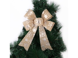 Laxiscreed Laço De Natal 27x20cm Em Khaki Com Estampa De Flocos De Neve Para Festas